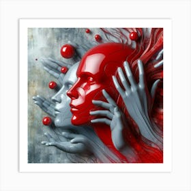 Red Head Of A Woman Art Print