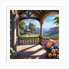 Gazebo With Flowers Art Print