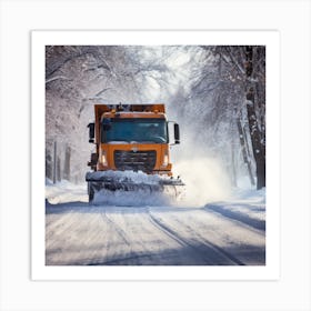 Snow Plow Driving In The Snow 2 Art Print