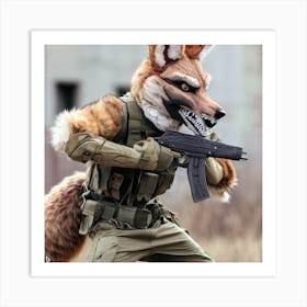 Fox With Ak47 Art Print