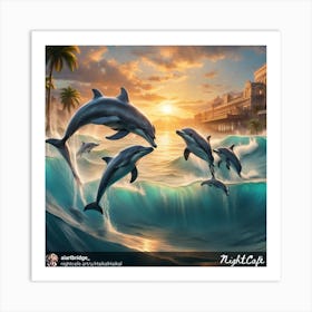 Dolphins In The Ocean 5 Art Print