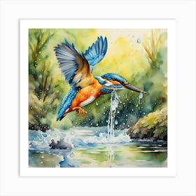 kingfisher hunting Art Print