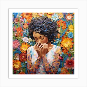 Woman In Flowers Art Print