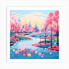 Pink Trees In The Forest Art Print