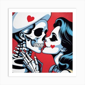 Day Of The Dead Kiss Art Print