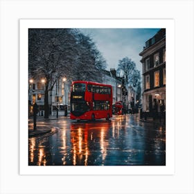 Red Double Decker Bus In London Art Print