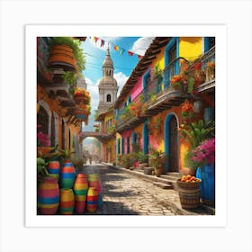 Colorful Street In Mexico 1 Art Print