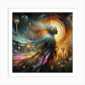 Woman With Wings And Keys Art Print