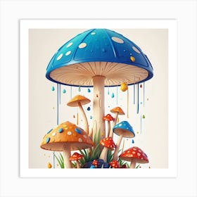 Mushrooms In The Rain Art Print