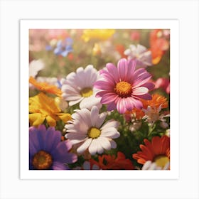 Colorful Daisies Art Print