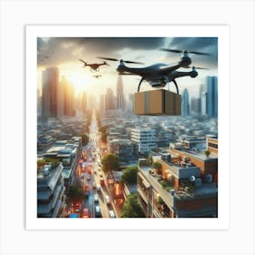 Drone Delivery In The City 1 Art Print