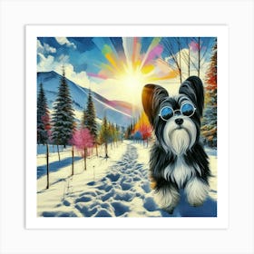 Dog In The Snow 3 Art Print