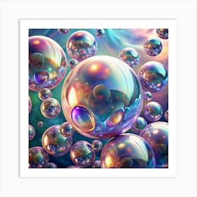 Rainbow Colored Bubbles In Space Art Print