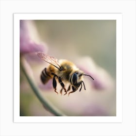 A Close Up Of A Delicate Bee Bud Just Beginning To Bloom, With Soft Petals And Hints Of Vibrant Colo (2) Art Print