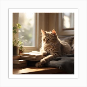 Cat On A Window Sill Art Print