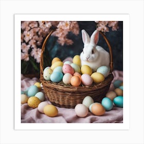 Easter Bunny In Basket 10 Art Print