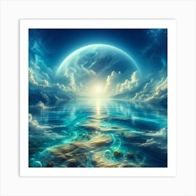 Moon Over The Ocean 2 Art Print