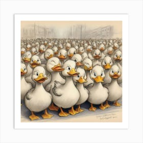 Ducks In The Street 1 Art Print