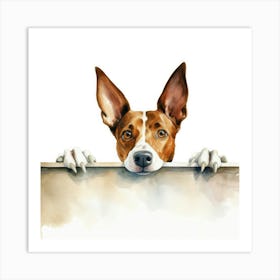 Dog Peeking Over A Wall 1 Art Print