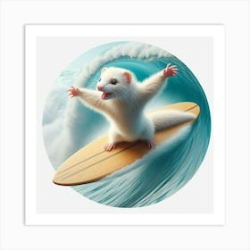 Ferret Surfing 2 Art Print