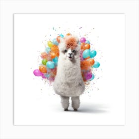 Alpaca With Balloons Art Print