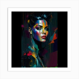 Girl With Colorful Paint On Her Face Art Print