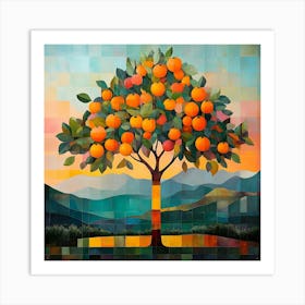 Modern Orange Tree 4 Art Print