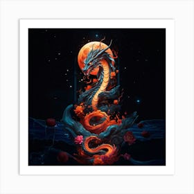 Dragon In The Moonlight Art Print