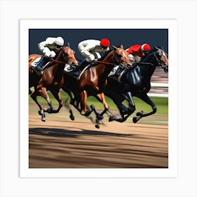 Jockeys Racing On The Track 6 Art Print