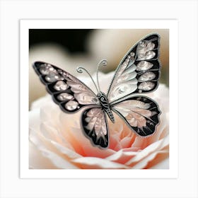 Butterfly On A Rose Art Print