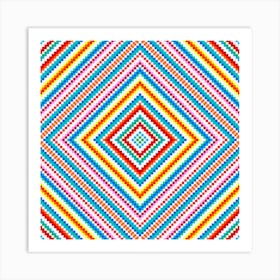 Simple Rainbow Chakra Mandala - Colorful - Romb - Folk Geometry Ornament Art Print