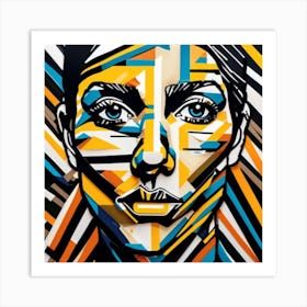 Determination And Resilience With Bold And Overlapping Tape Strips Creating A Strong And Unwavering Expression Art Print