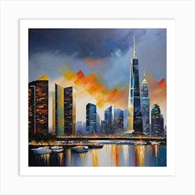 Skyline At Dusk 2 Art Print