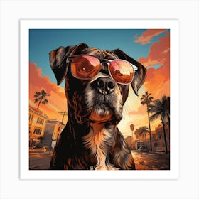 Dog In Sunglasses Art Print