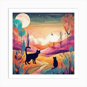 Cat In A Desert (3) Art Print