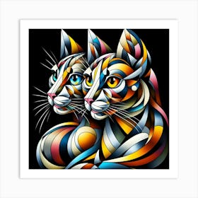 Abstract Cats Art Print