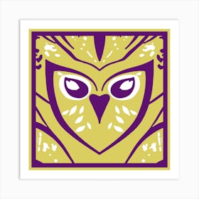 Chic Owl Purple And Yellow  Art Print