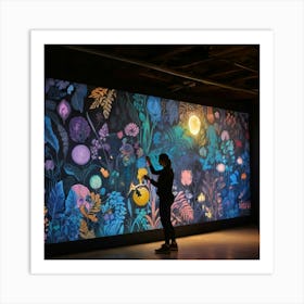 Woman Standing In Front Of A Colorful Mural Art Print