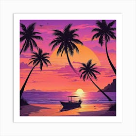 Palm Tree Sunset Art Prin (4) Art Print