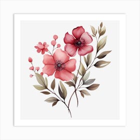 Pink Flowers On A Black Background 2 Art Print