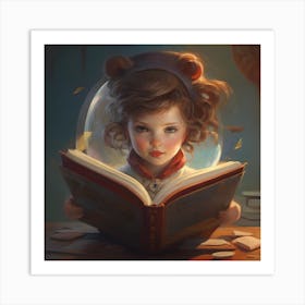 Little Girl Reading A Book Art Print