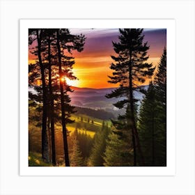 Sunset In The Mountains 80 Art Print