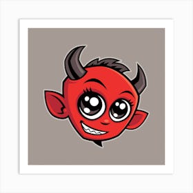 Cute Smiling Cartoon Devil Poster