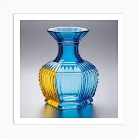 Jarron Cristal Azul Y Amarillo Art Print