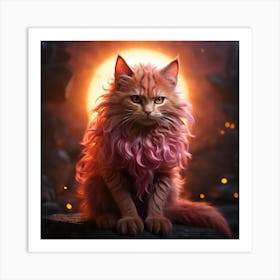 Cat With Pink Hair Art Print