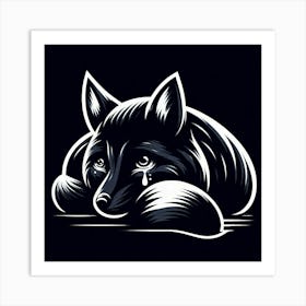 A black fox Art Print