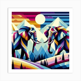 The Daring Duo Elephants Art Print