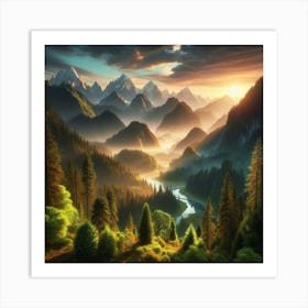 Sunrise In The Mountains 28 Art Print