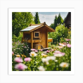 Bee Hive In The Garden Art Print