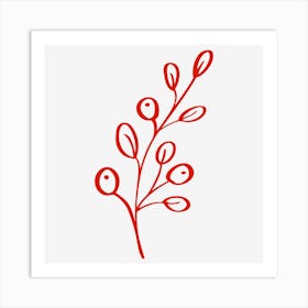 Red Berries On A Black Background Art Print